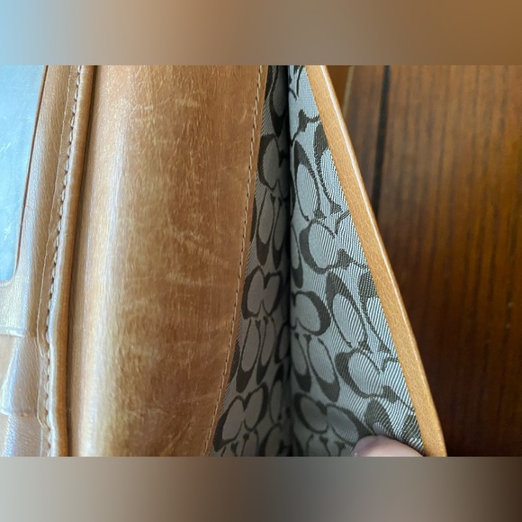 Vintage Coach Tan Genuine Leather Bifold Credit Card Long Wallet Clutch - Picture 7 of 9